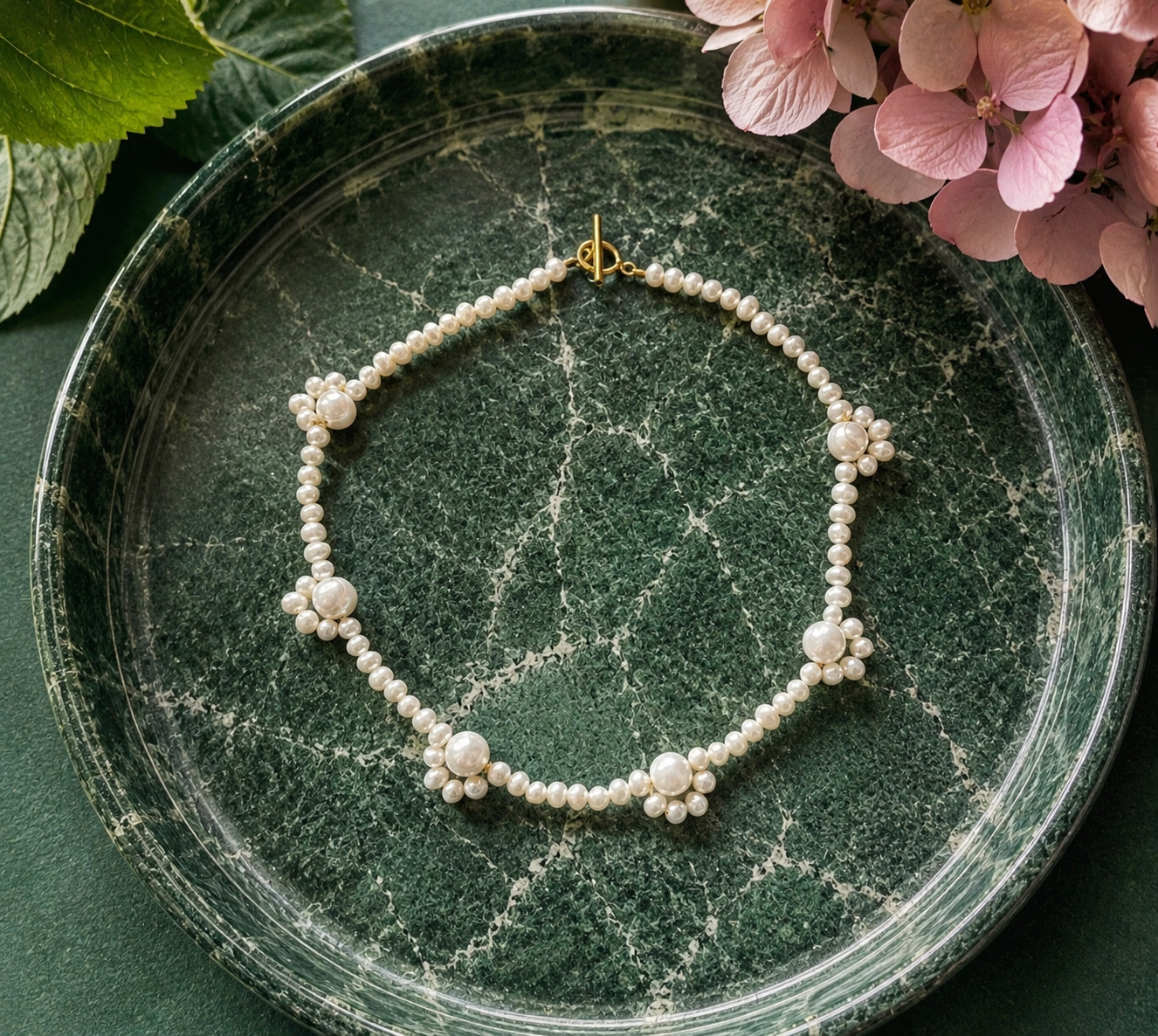 Freshwater Pearl Flower Choker Necklace - Modern Pearl Bridal Jewelry