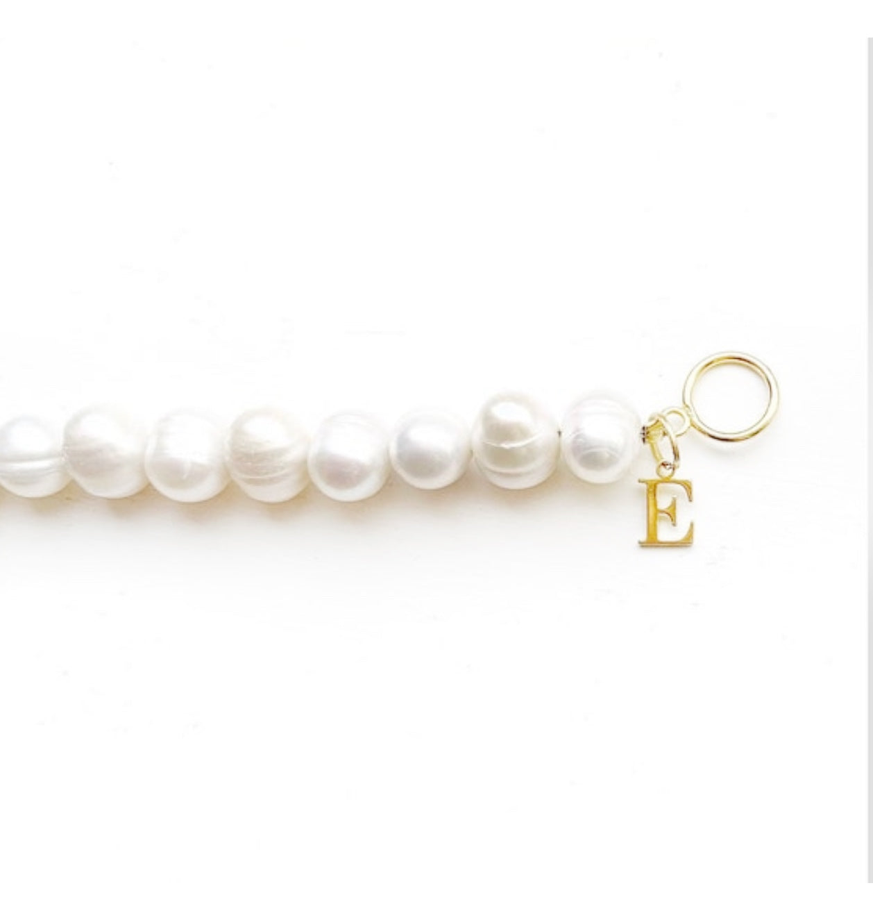 Initial Letter Bracelet, Genuine Natural Freshwater Pearl Charm Bracelet, Gold Vermeil Letter Jewelry, Personalized Birthday Gifts for Mum