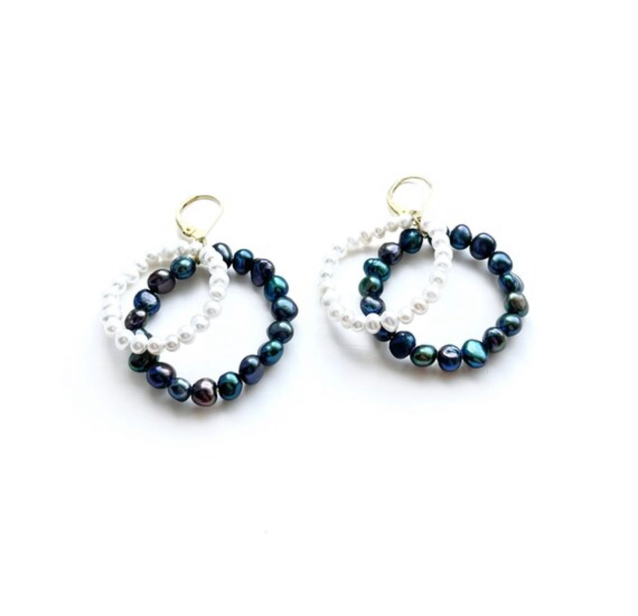 Hoop Earrings Gold Freshwater Pearl Hoop Earrings, Statement Earrings Pearl Dangle and Drop Earrings Unique Pearl Jewelry Geometric Earrings