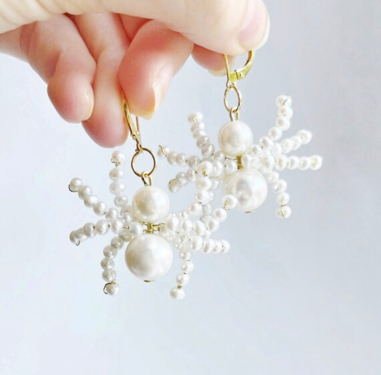Spider Statement Earrings, Unique Earrings, Pearl Drop Earrings, Dangle Earrings, Freshwater Pearl Jewelry, Quirky Fun Statement Jewelry