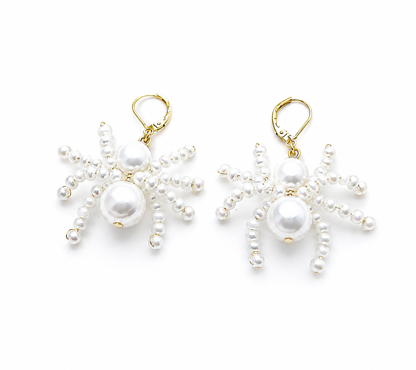 Spider Statement Earrings, Unique Earrings, Pearl Drop Earrings, Dangle Earrings, Freshwater Pearl Jewelry, Quirky Fun Statement Jewelry