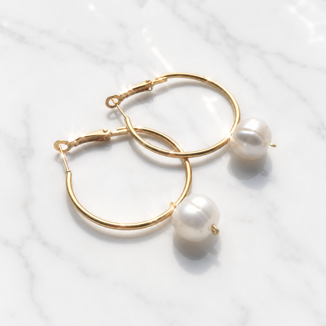 Pearl Hoop Earrings
