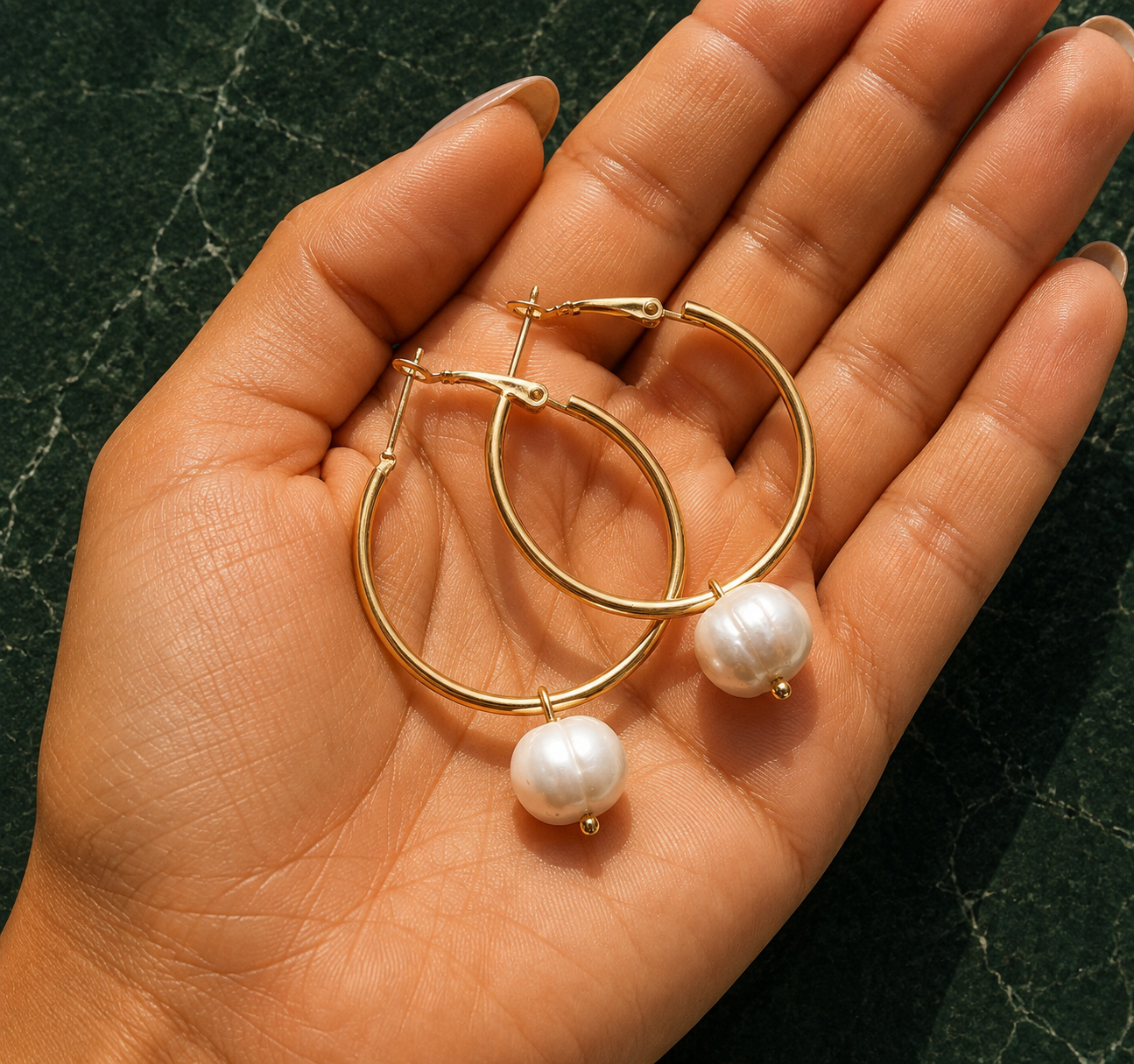 Pearl Hoop Earrings