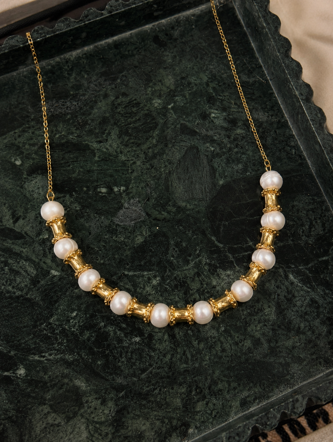 White Pearl Bar Necklace