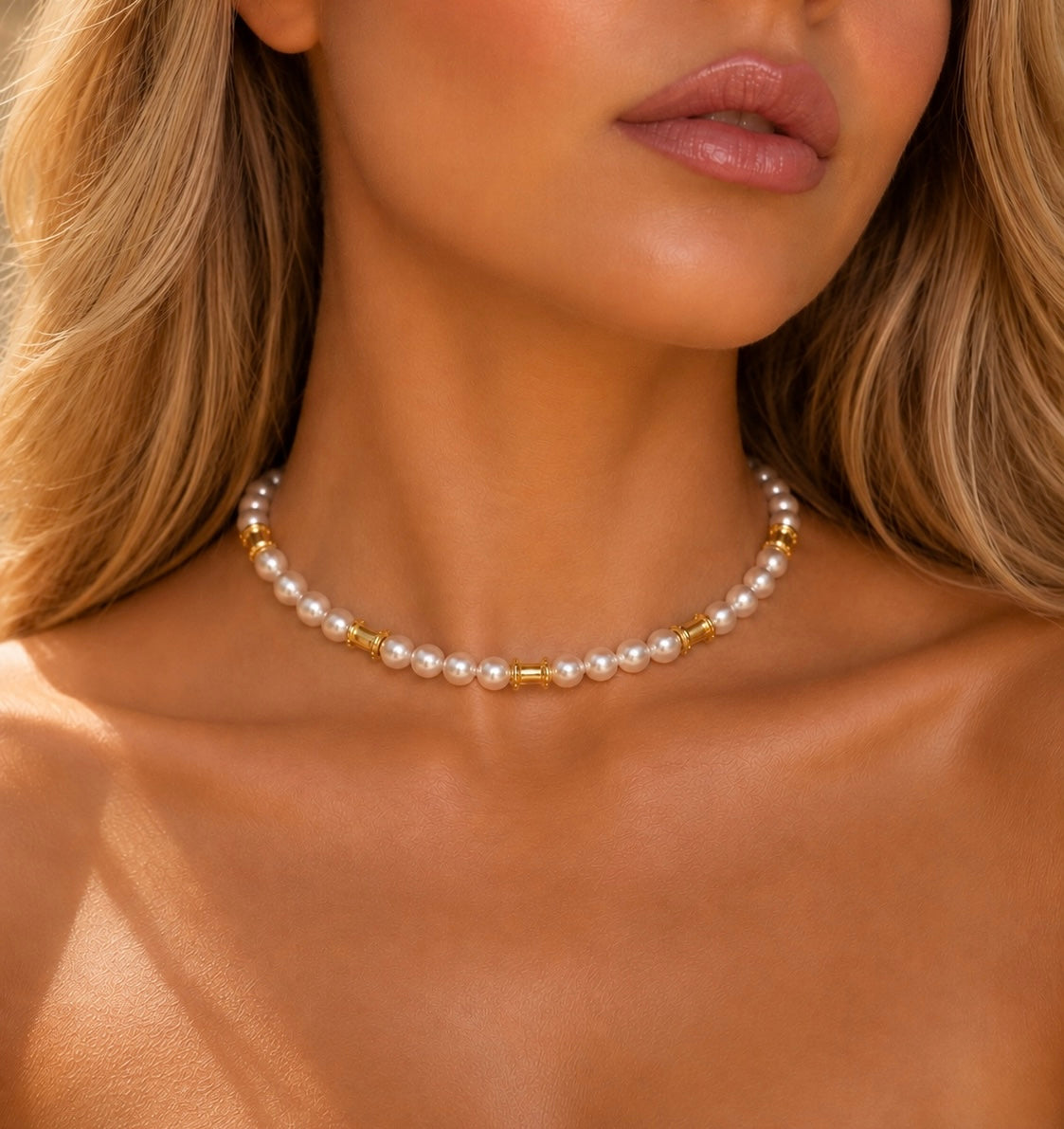 Gold spacer necklace