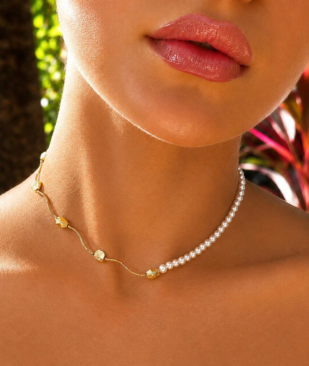Dainty Freshwater Pearl Gold Choker Necklace with Gold Vermeil Toggle Clasp | The Adelaide Necklace