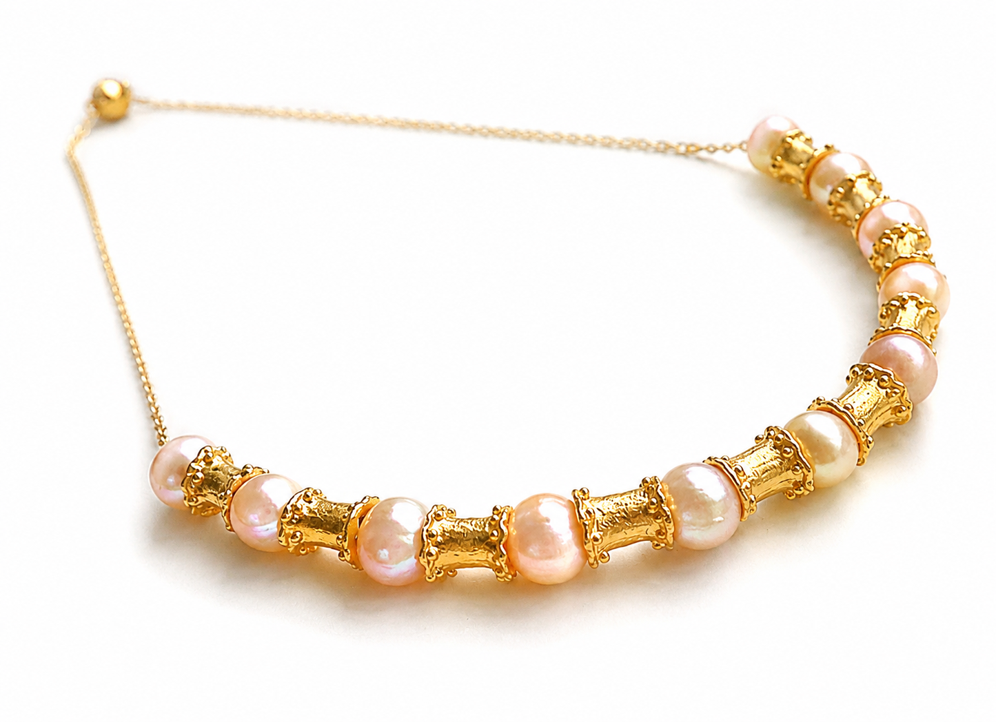 Peach Pearl Bar Necklace