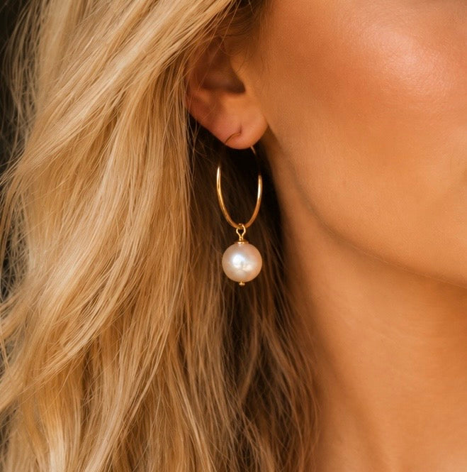 Pearl Hoop Earrings