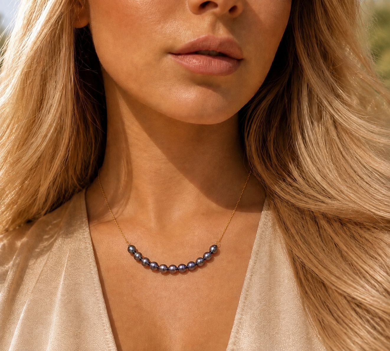 Grey Pearl Bar Necklace