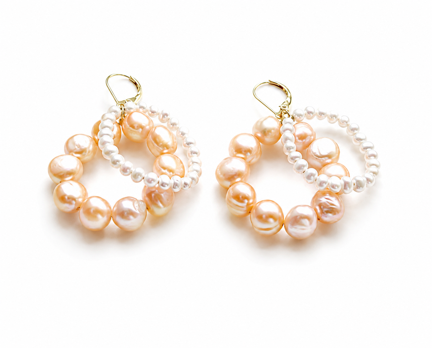 Statement Earrings Pearl Dangle and Drop Earrings Hoop Earrings Gold Freshwater Pearl Hoop Earrings, Unique Pearl Jewelry Geometric Earrings