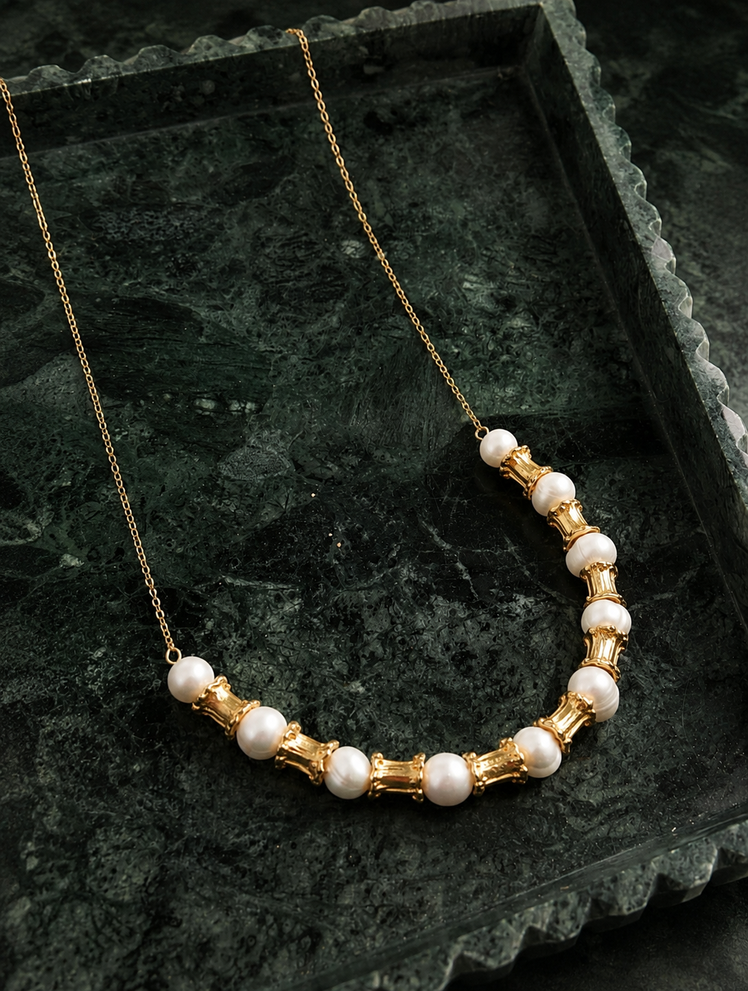 White Pearl Bar Necklace