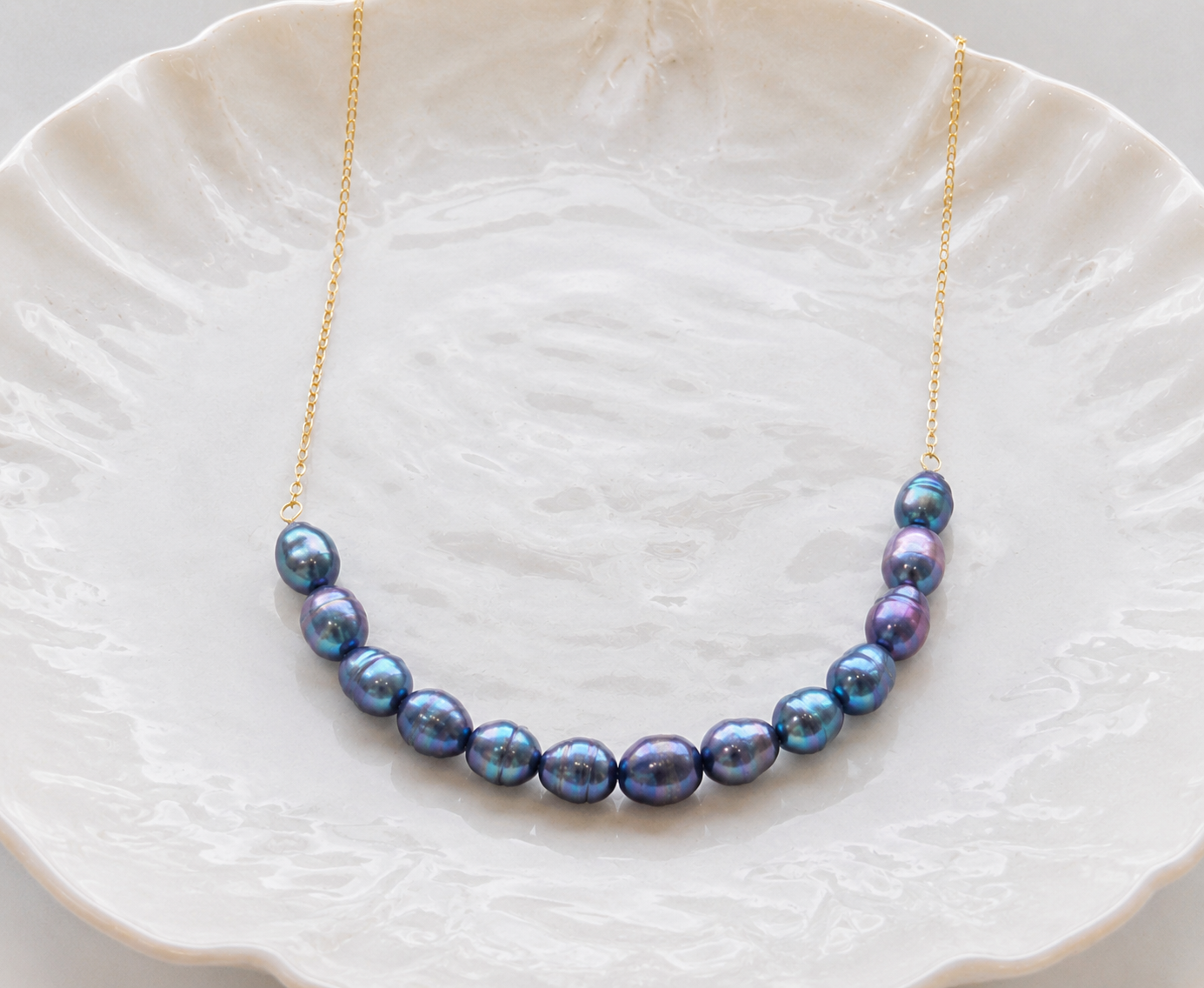 Grey Pearl Bar Necklace