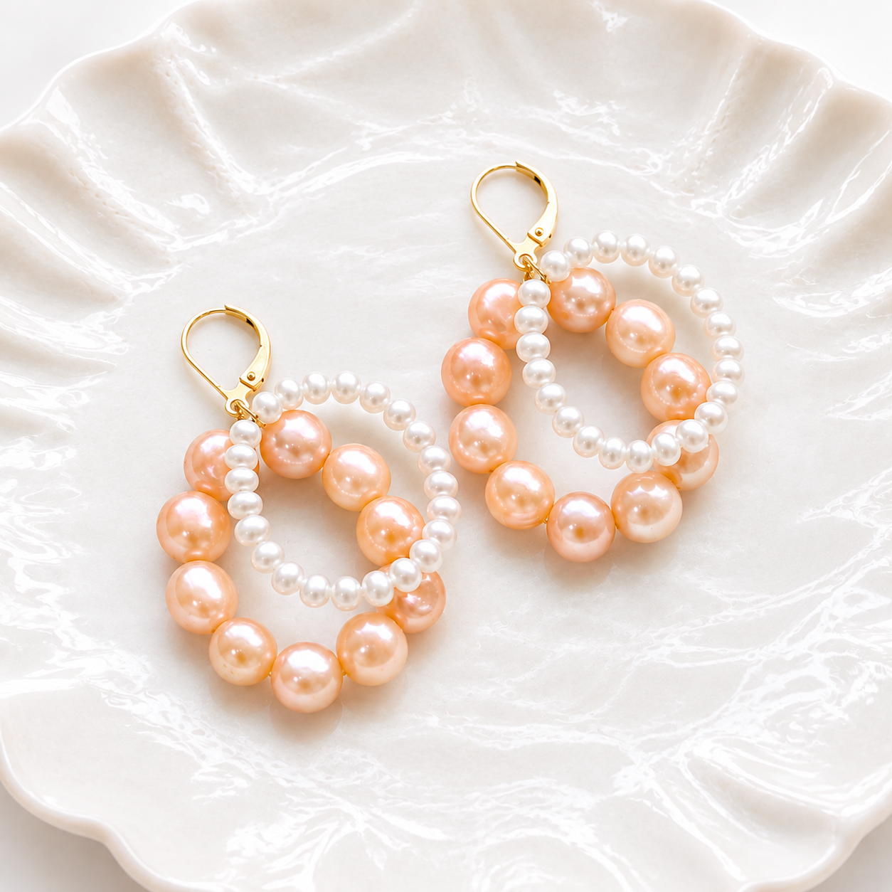 Statement Earrings Pearl Dangle and Drop Earrings Hoop Earrings Gold Freshwater Pearl Hoop Earrings, Unique Pearl Jewelry Geometric Earrings