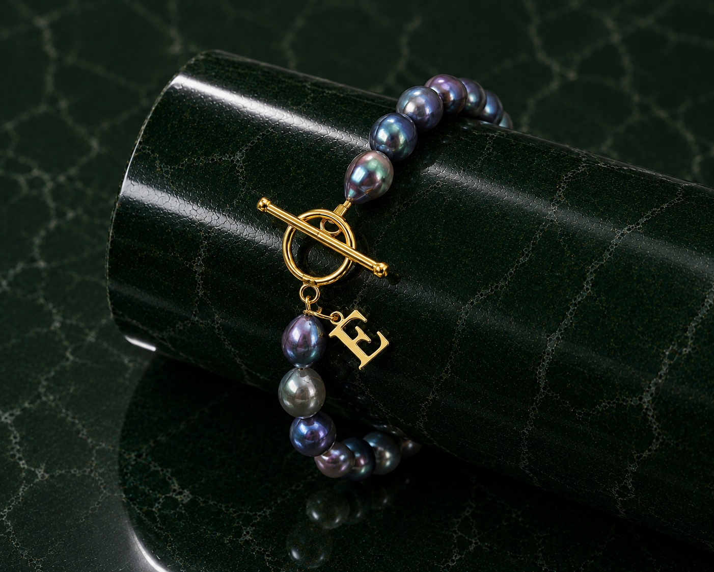 Personalized name pearl charm bracelet, gold letter jewelry, personalized birthday gifts, modern pearl jewelry