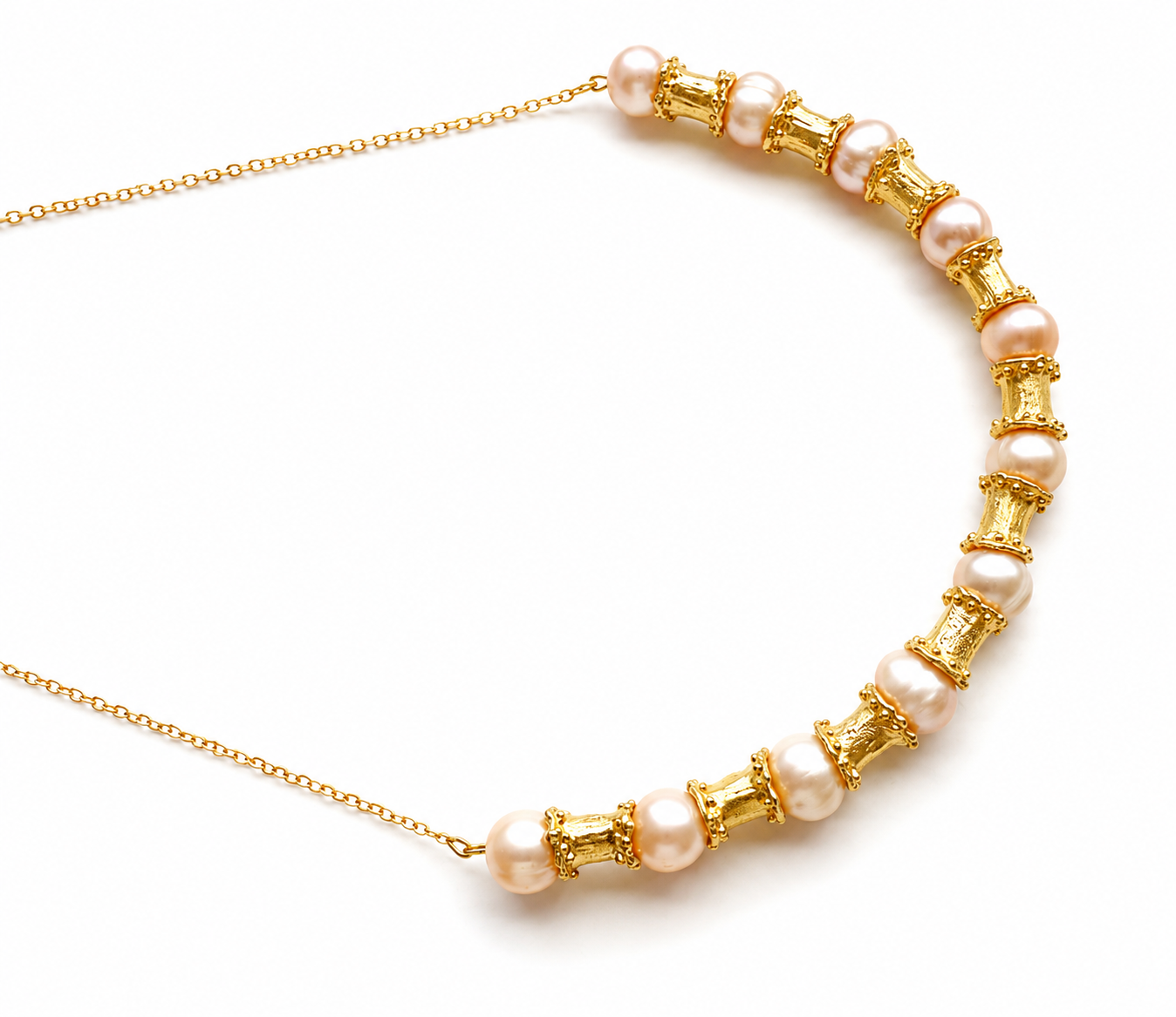 Peach Pearl Bar Necklace