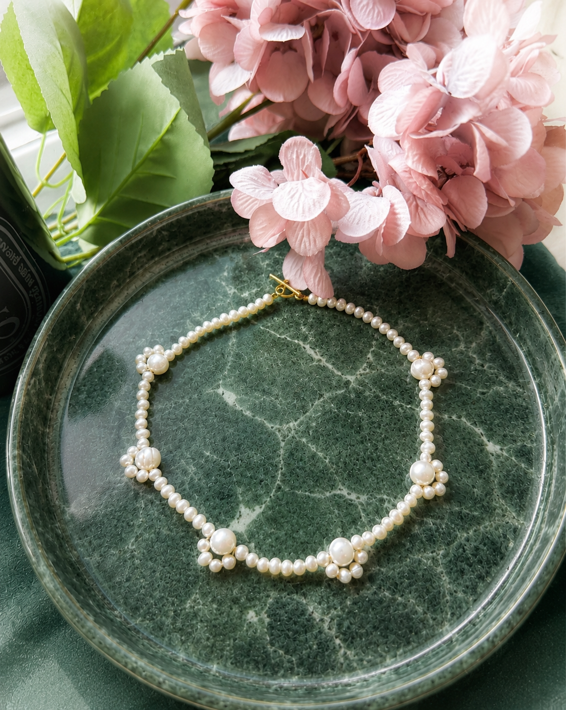 Freshwater Pearl Flower Choker Necklace - Modern Pearl Bridal Jewelry