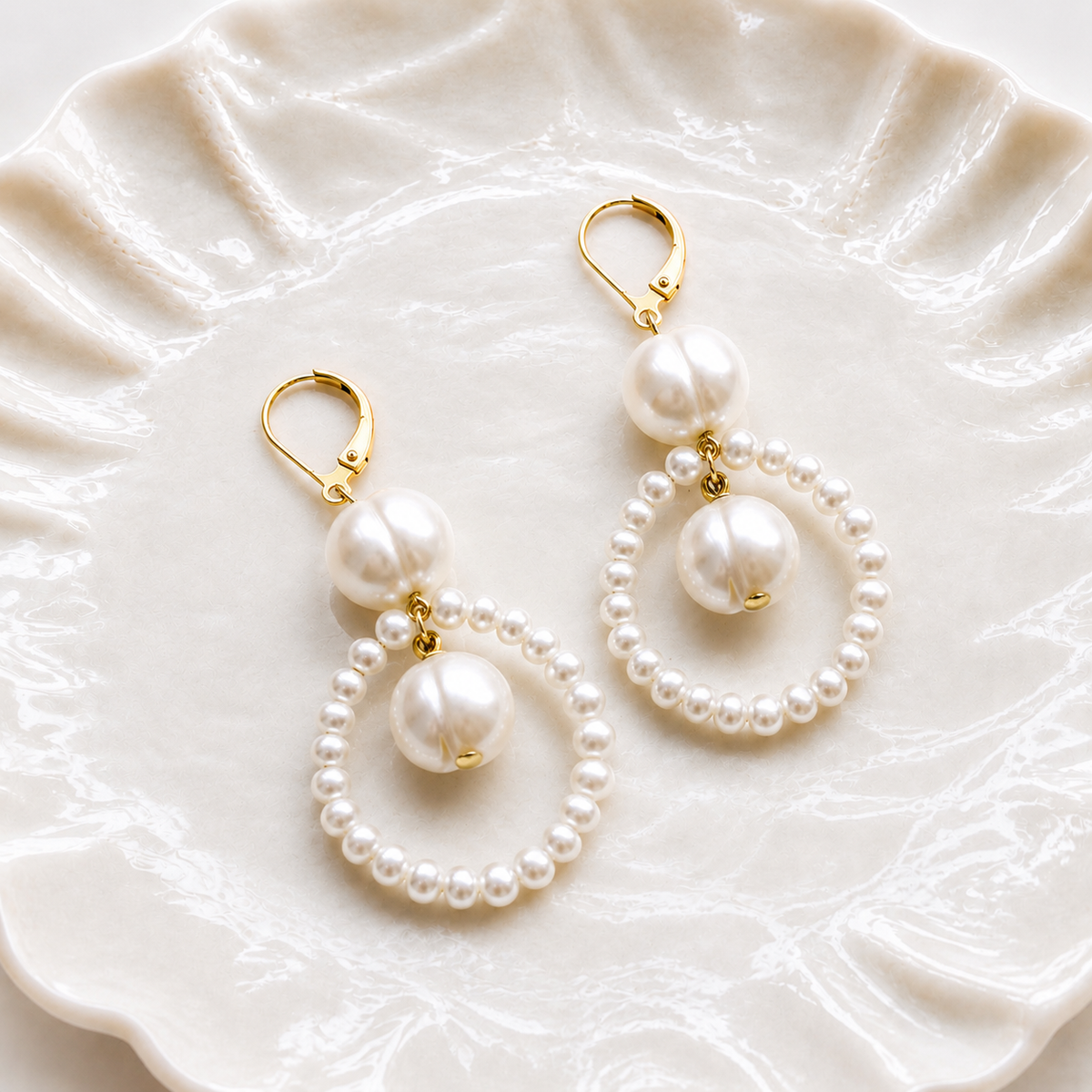 Freshwater Pearl Drop Earrings | Gold Vermeil Bridal Earrings | The EVANGELINE Earrings