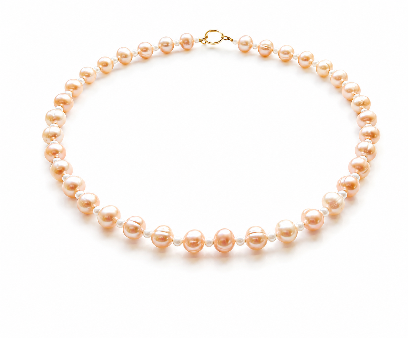 Peach and White Pearl Necklace