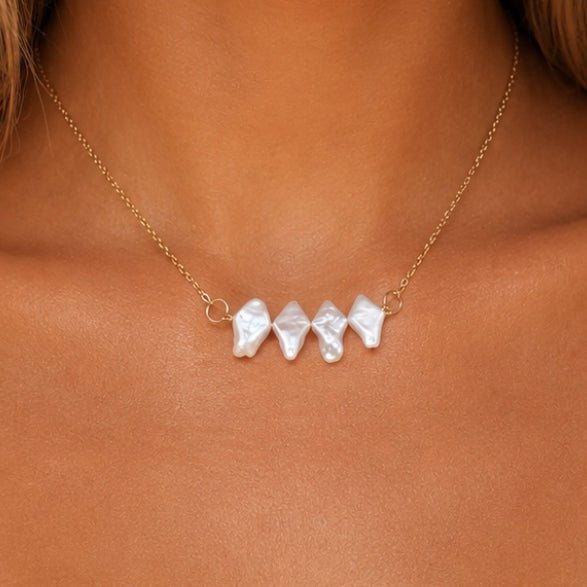 Diamond Shaped Pearl Choker Necklace