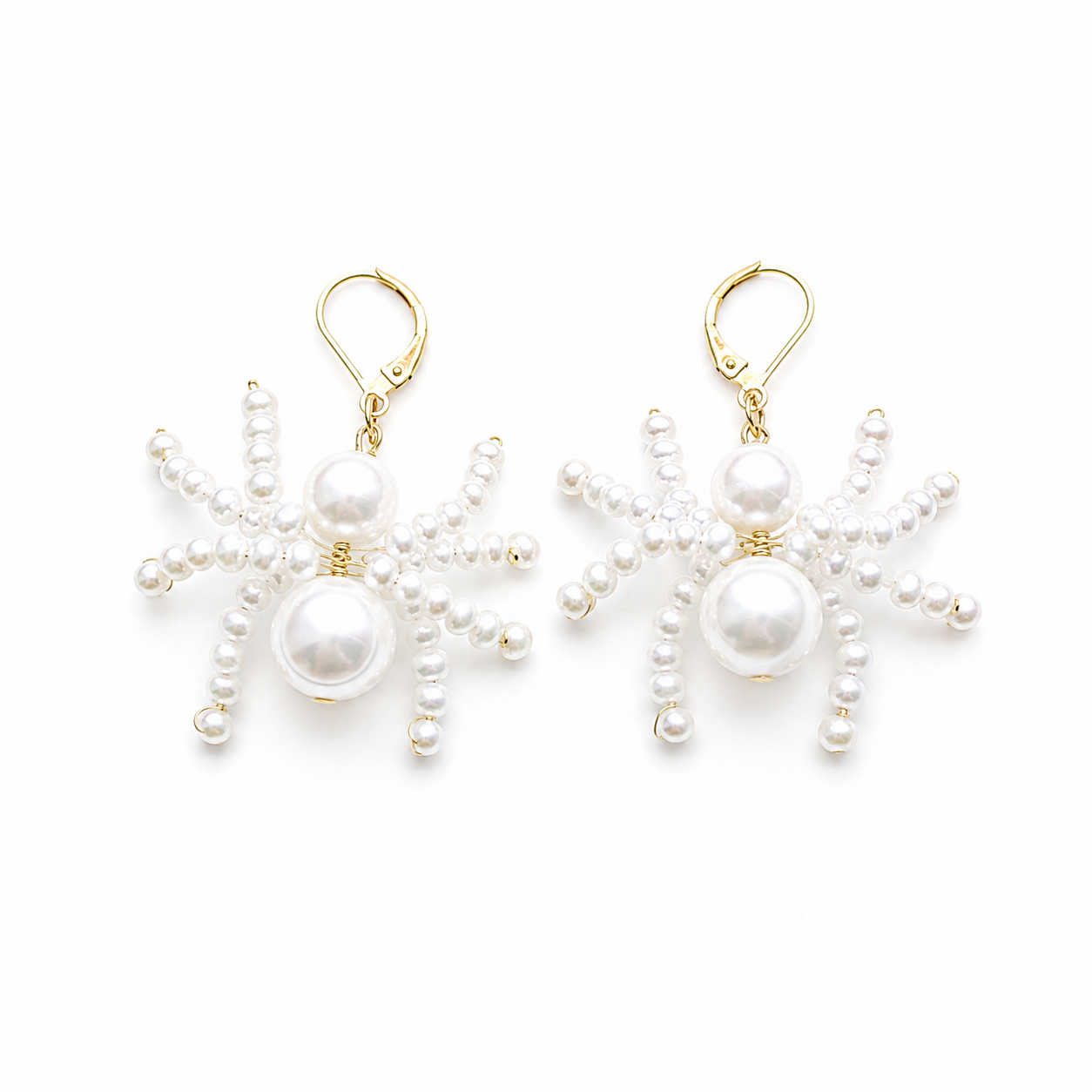 Spider Statement Earrings, Unique Earrings, Pearl Drop Earrings, Dangle Earrings, Freshwater Pearl Jewelry, Quirky Fun Statement Jewelry