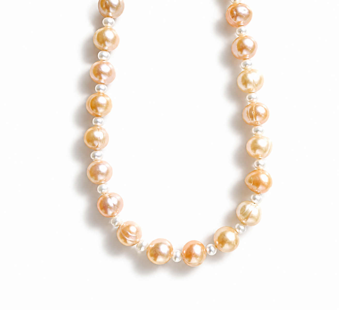 Peach and White Pearl Necklace