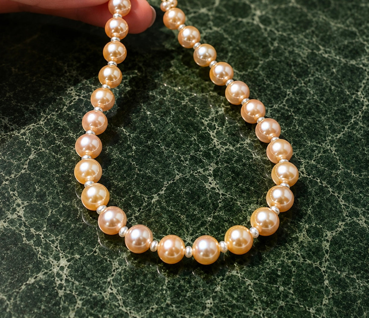 Peach and White Pearl Necklace