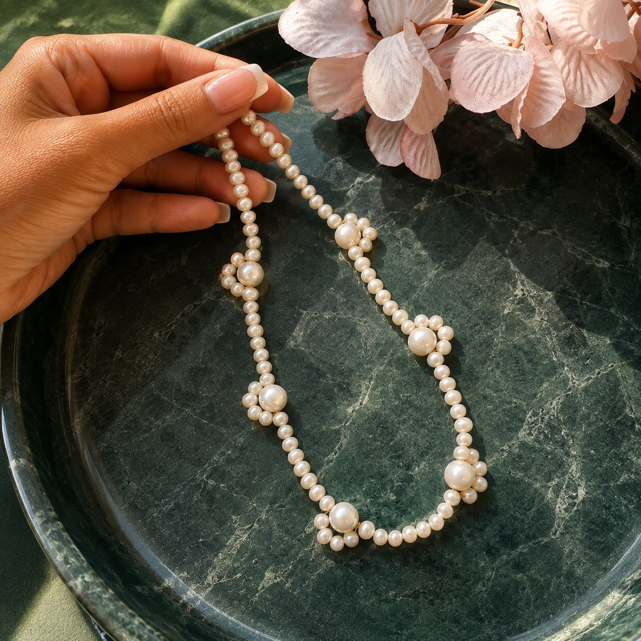 Freshwater Pearl Flower Choker Necklace - Modern Pearl Bridal Jewelry