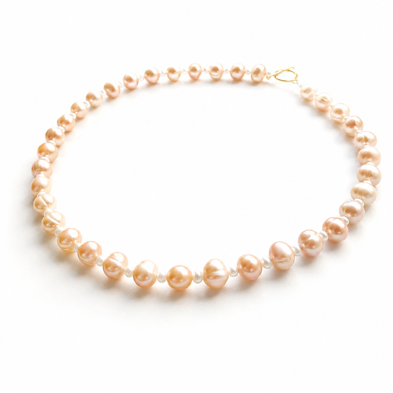 Peach and White Pearl Necklace