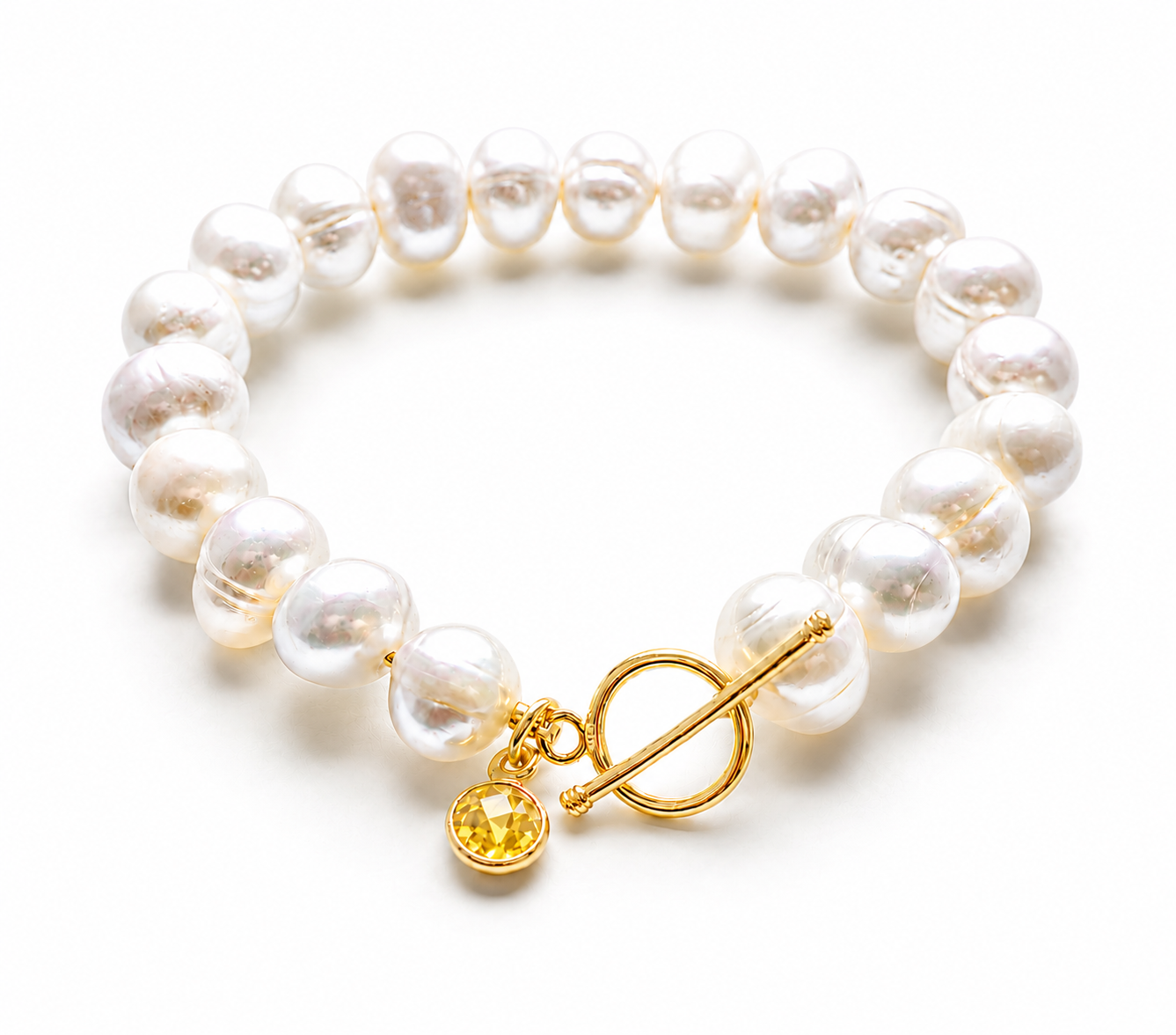 November Birthstone Pearl Bracelet Citrine, Gold Charm Bracelet, Freshwater Pearl Bracelet, November Birthday Gift for Her, Bridesmaid Gift