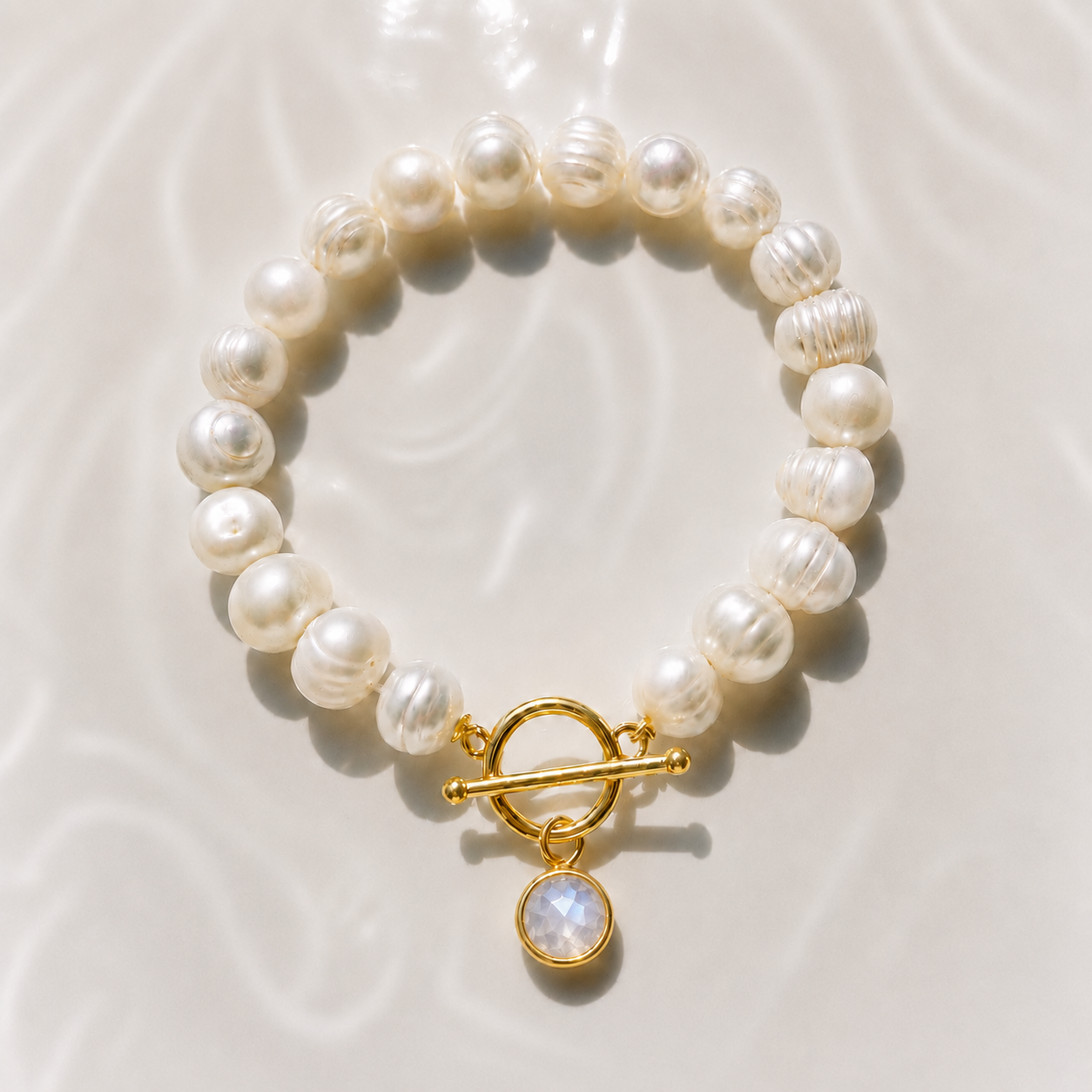 June Birthstone Pearl Bracelet, Minimalist Charm Bracelet, Freshwater Pearl Bracelet Gold, May Birthday Gift for Her, Bridesmaid Jewelry