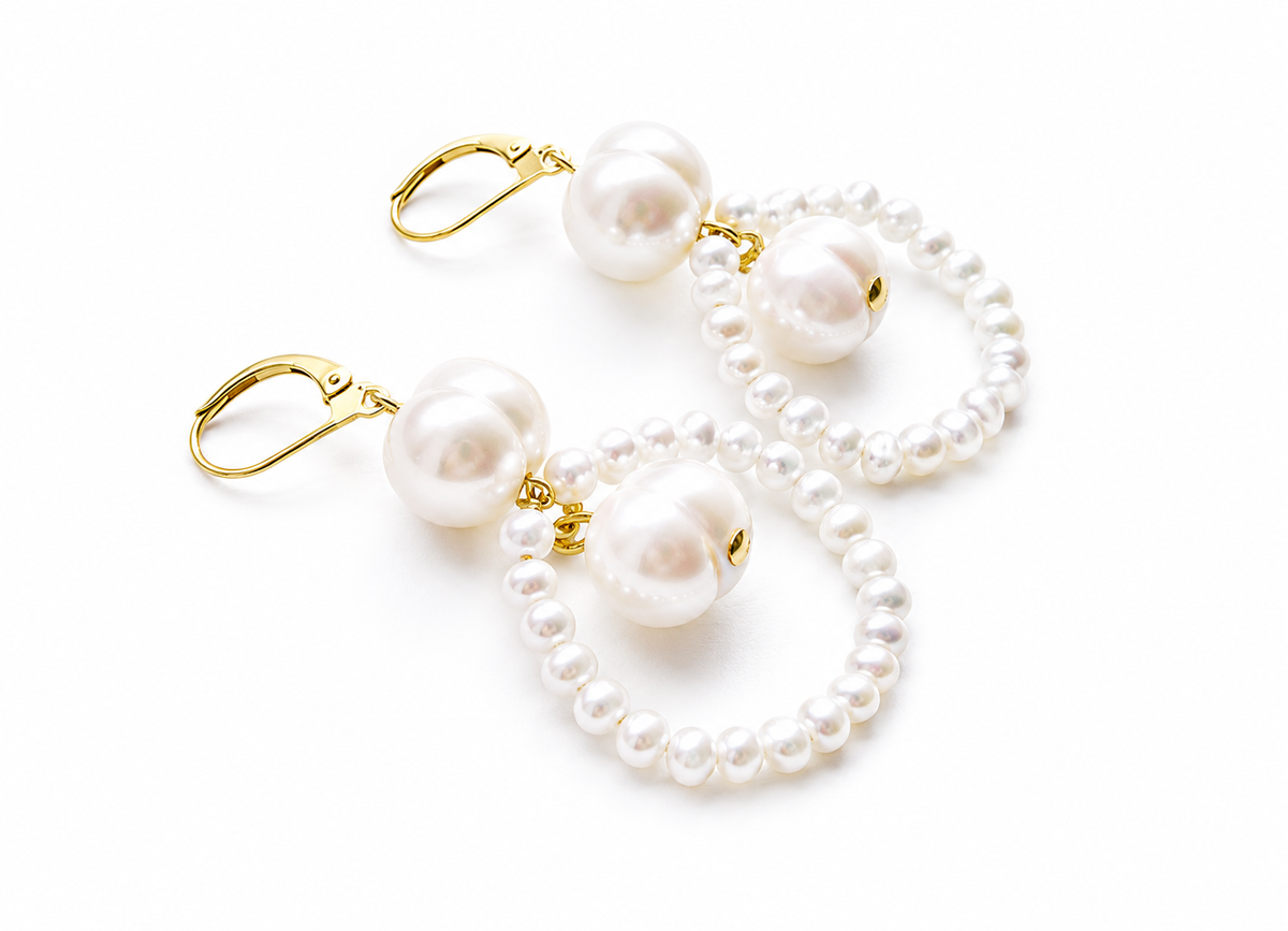 Freshwater Pearl Drop Earrings | Gold Vermeil Bridal Earrings | The EVANGELINE Earrings