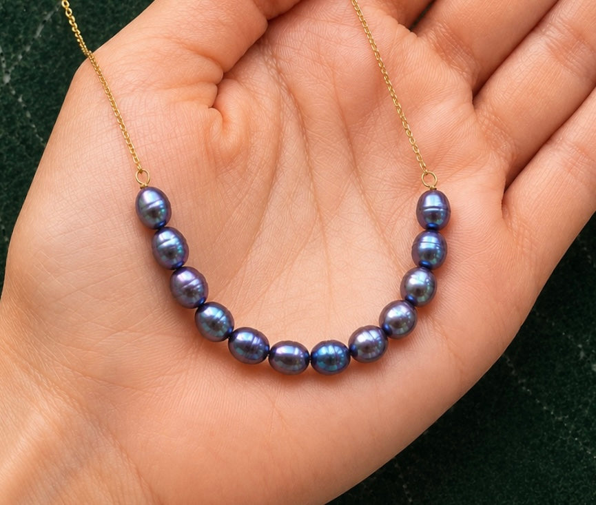 Grey Pearl Bar Necklace