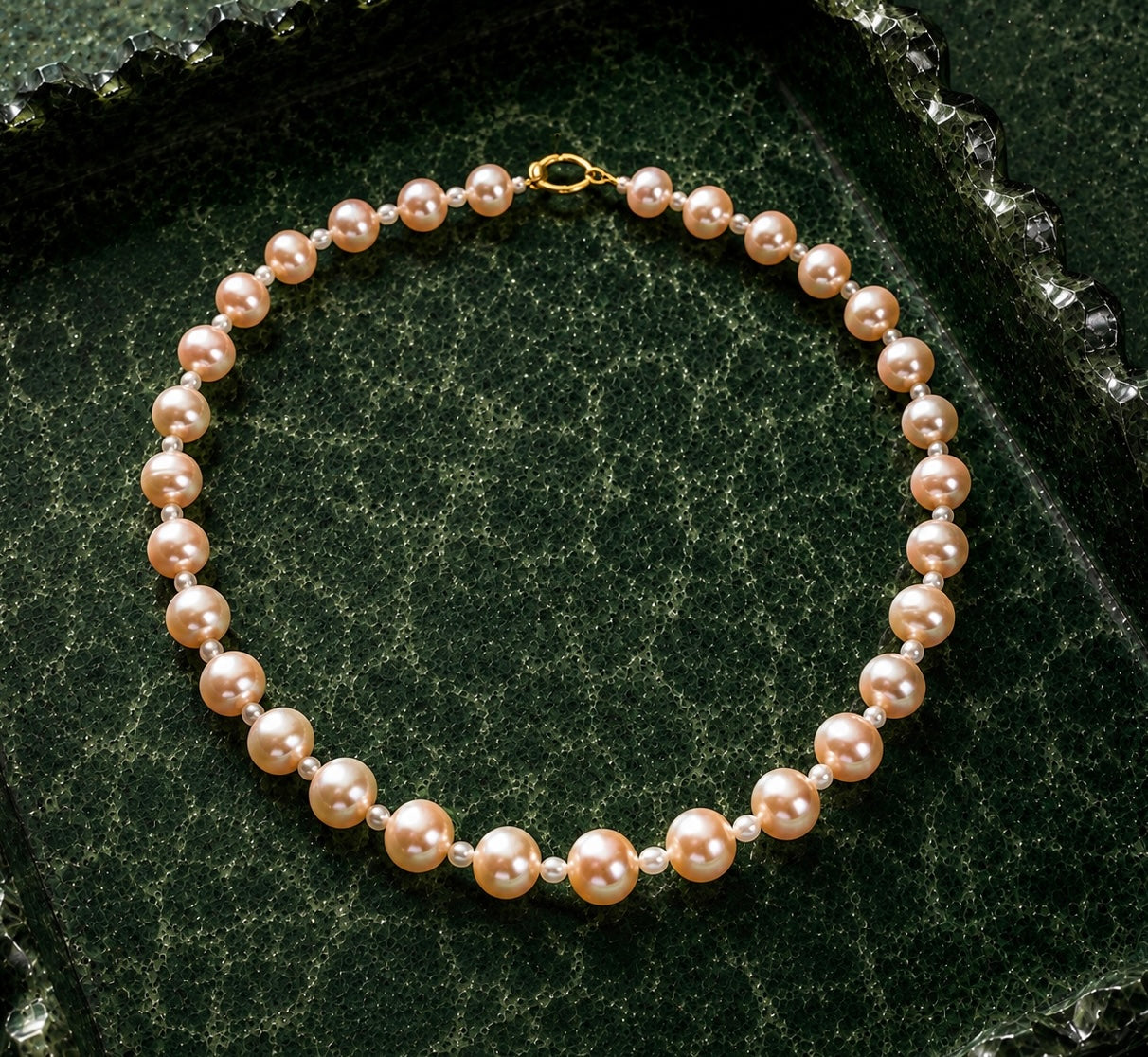 Peach and White Pearl Necklace