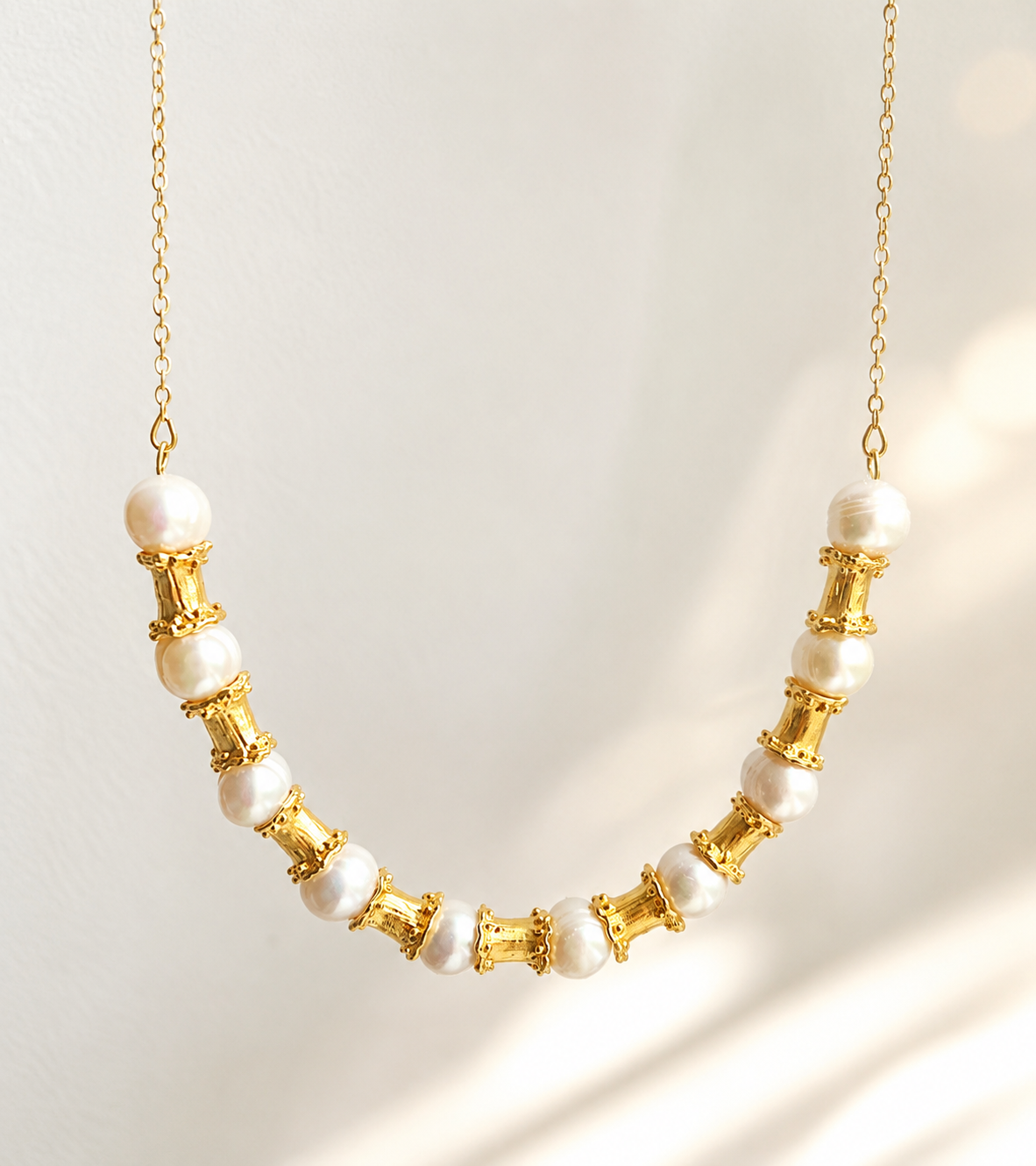 White Pearl Bar Necklace