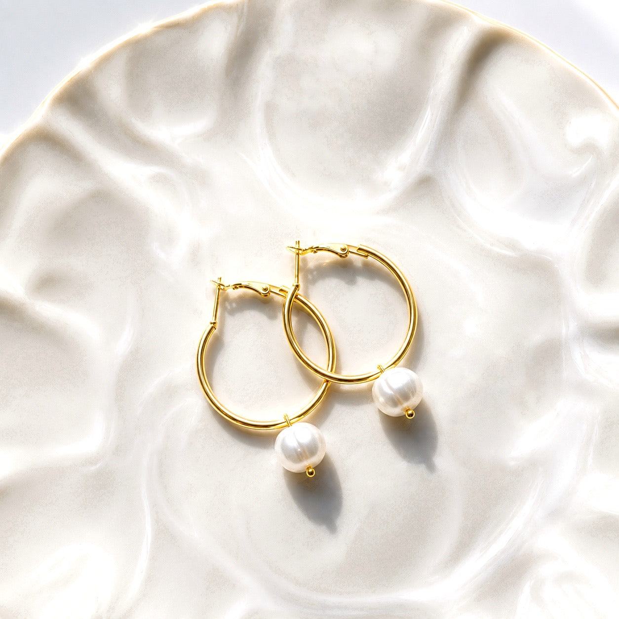 Pearl Hoop Earrings