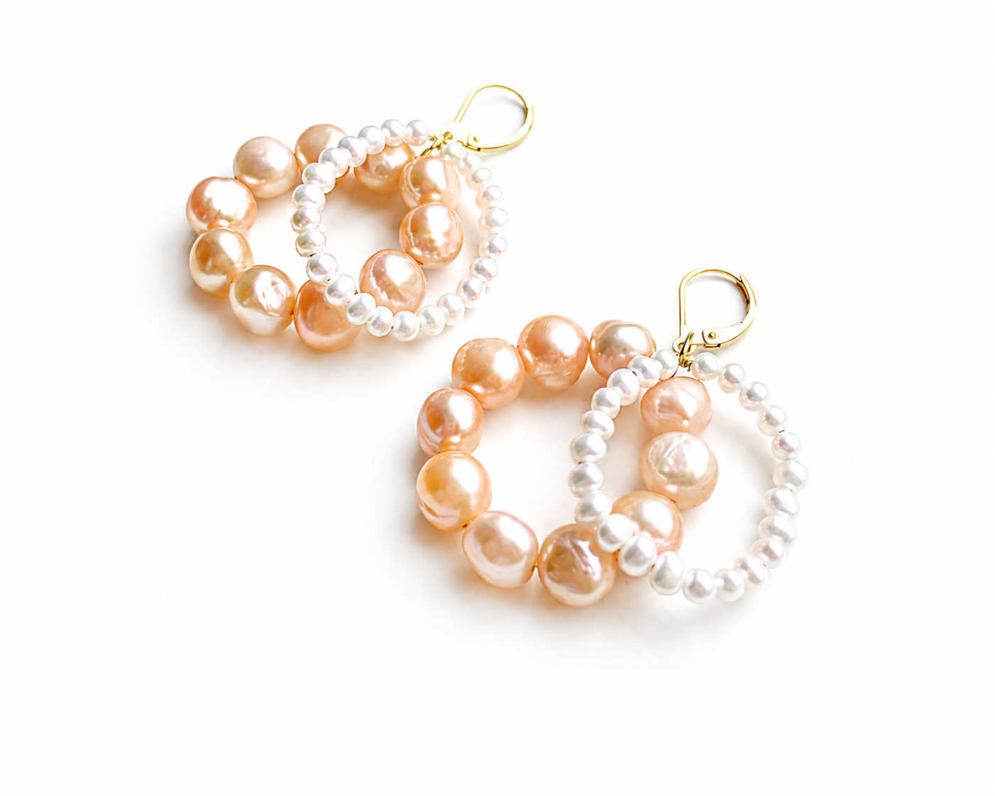 Statement Earrings Pearl Dangle and Drop Earrings Hoop Earrings Gold Freshwater Pearl Hoop Earrings, Unique Pearl Jewelry Geometric Earrings