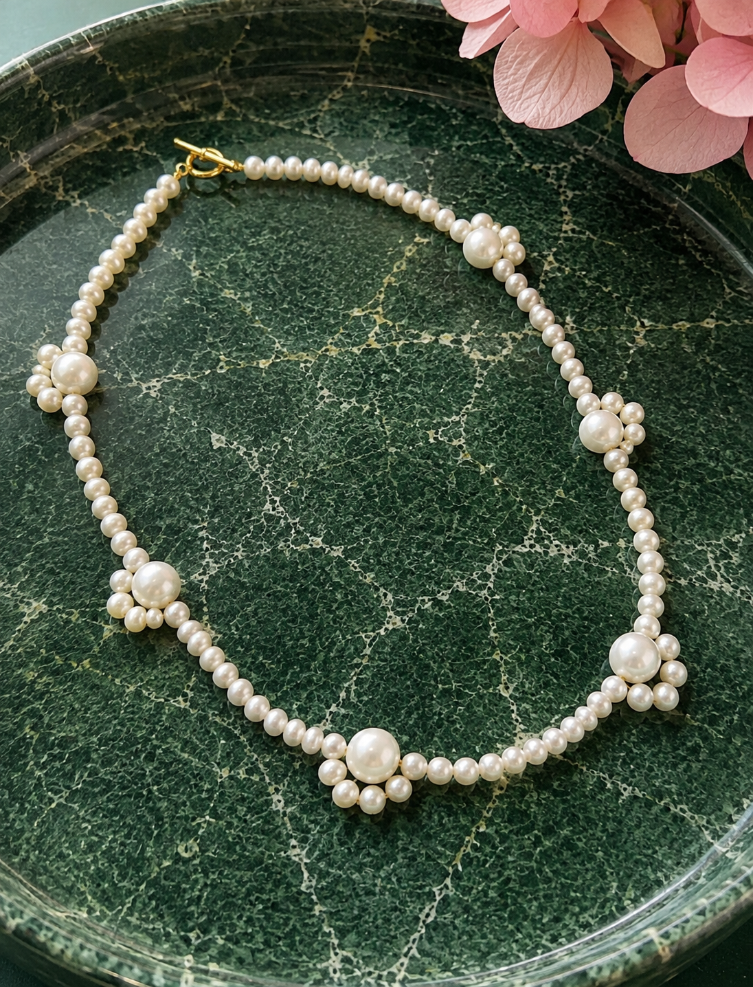 Freshwater Pearl Flower Choker Necklace - Modern Pearl Bridal Jewelry