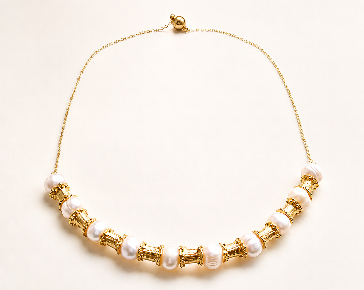 White Pearl Bar Necklace