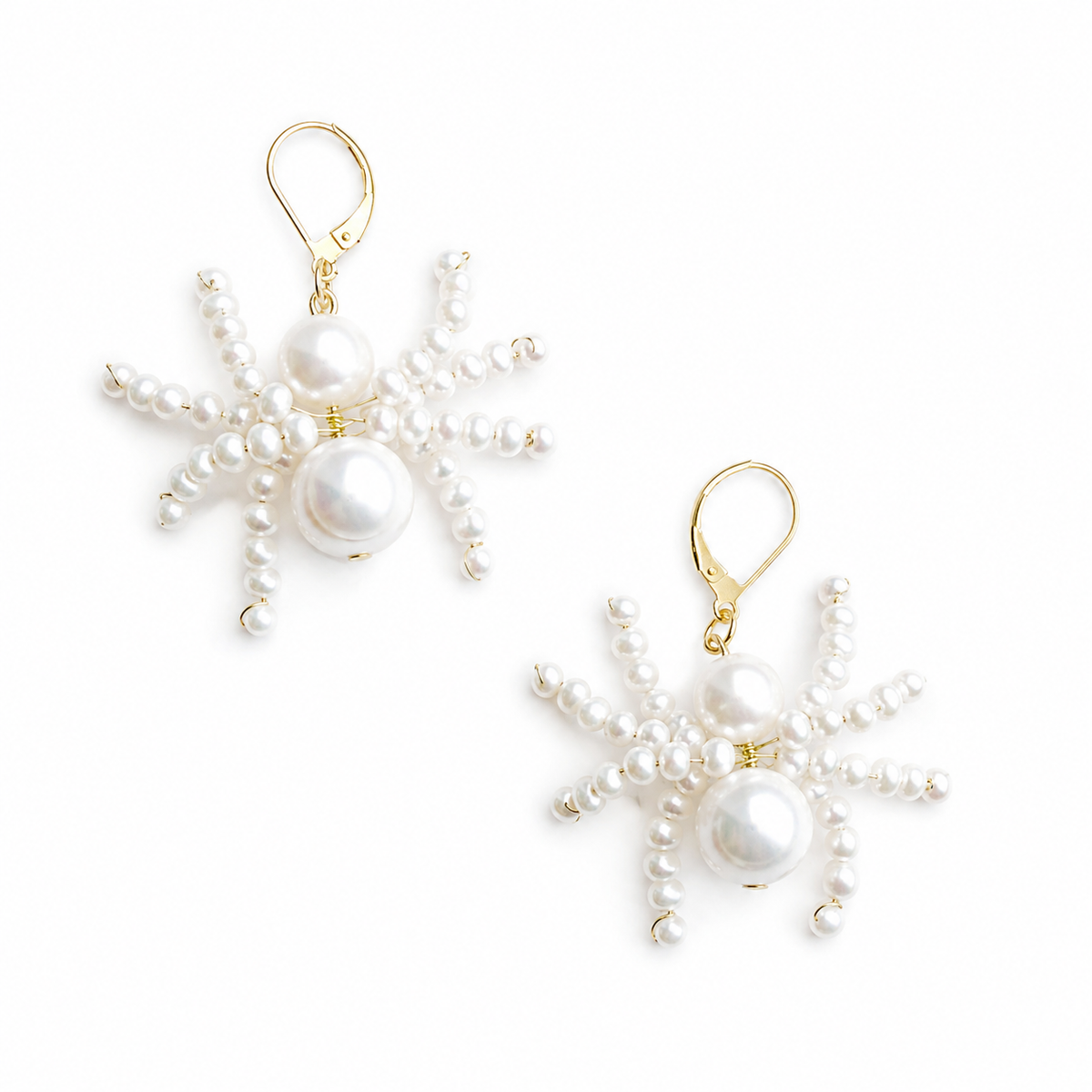 Spider Statement Earrings, Unique Earrings, Pearl Drop Earrings, Dangle Earrings, Freshwater Pearl Jewelry, Quirky Fun Statement Jewelry