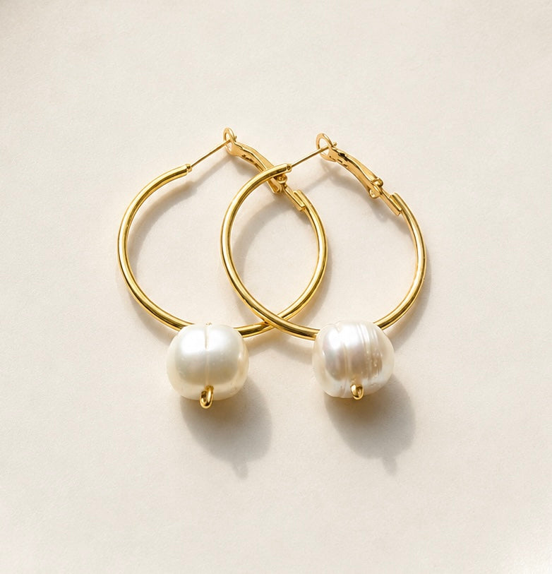 Pearl Hoop Earrings